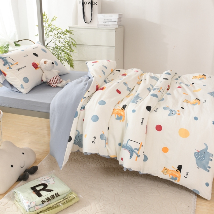 91家纺网 家纺一手货源 找家纺 （总）2025新款卡通水洗棉四件套小清新可爱风床单被套宿舍床品三件套