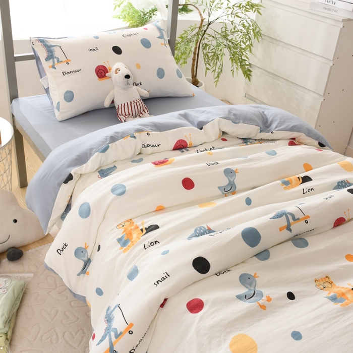 91家纺网 家纺一手货源 找家纺 （总）2025新款卡通水洗棉四件套小清新可爱风床单被套宿舍床品三件套