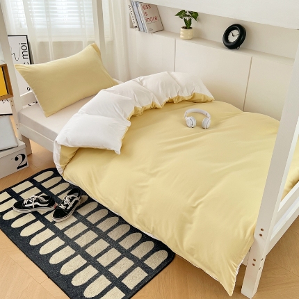 91家纺网 家纺一手货源 找家纺 （总）2025新款纯色双拼水洗棉床上四件套学生宿舍单人床单被套三件套