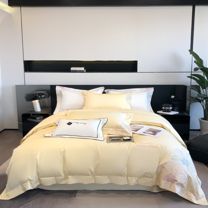 91家纺网 家纺一手货源 找家纺 （总）2025新款新款全棉刺绣四件套-绚丽【高档礼盒包装】