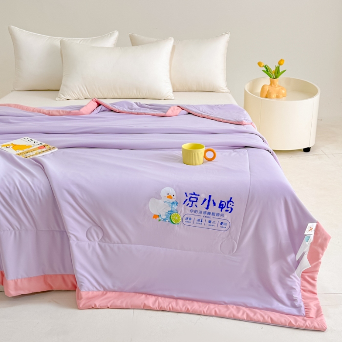 91家纺网 家纺一手货源 找家纺 （总）【苏东来】2025年夏季高端真锦氨凉感夏被纯色空调被单双人夏被春秋被子冰丝夏被被芯直播爆款