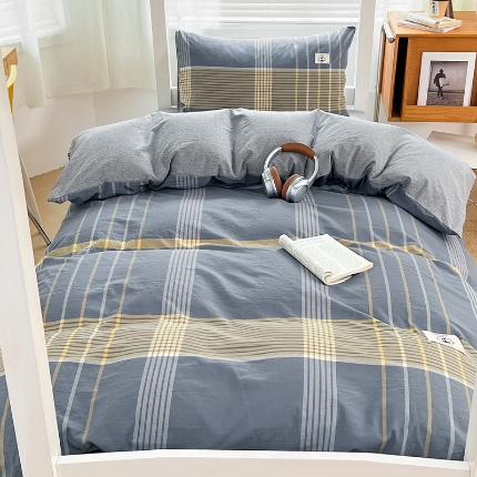 91家纺网 家纺一手货源 找家纺 （总）2025新款A类色织水洗棉四件套日系复古风学生三件套床单床笠款四季通用