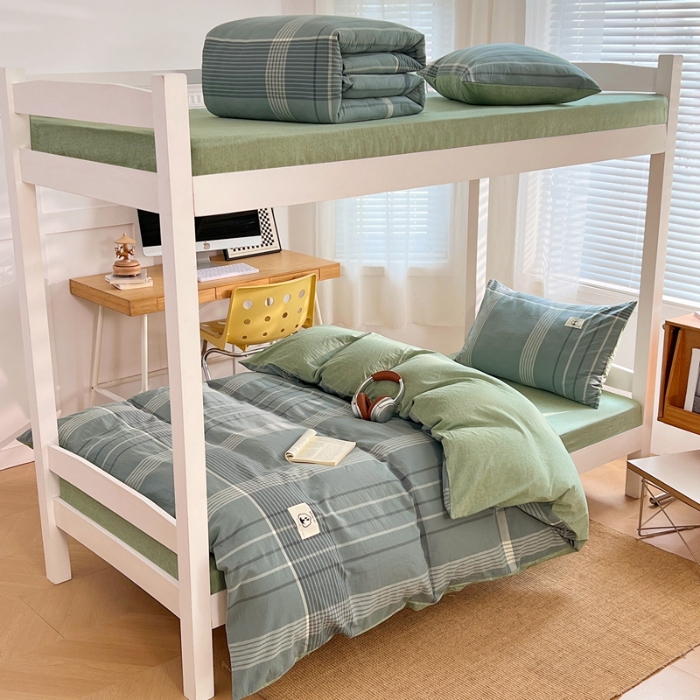 91家纺网 家纺一手货源 找家纺 （总）2025新款A类色织水洗棉四件套日系复古风学生三件套床单床笠款四季通用