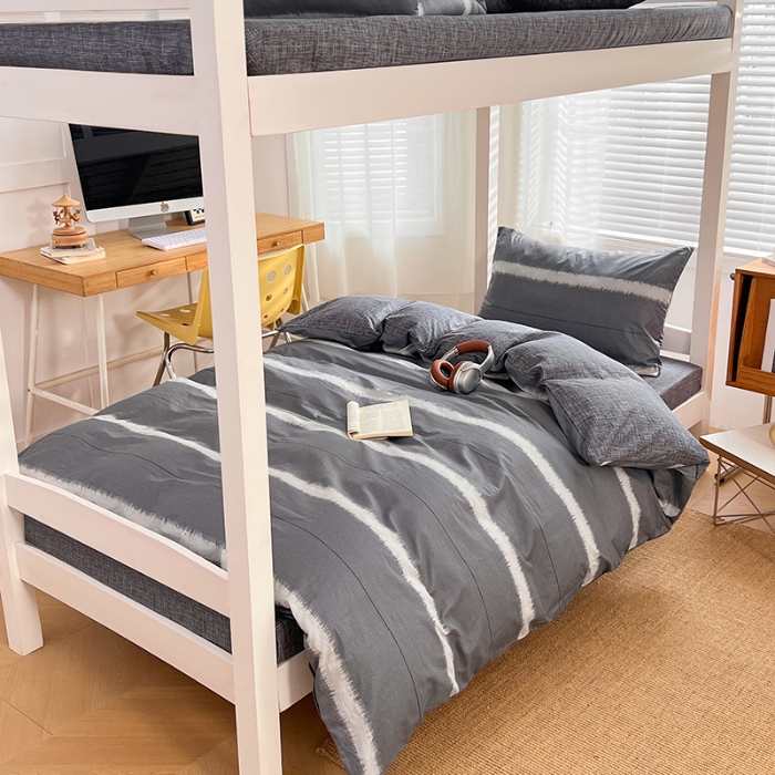 91家纺网 家纺一手货源 找家纺 （总）2025新款13070全棉四件套加厚斜纹小清新床单被套学生宿舍三件套床单床笠款