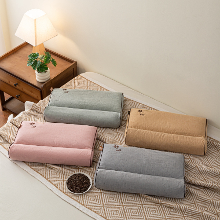 91家纺网 家纺一手货源 找家纺 （总）2025新款静心护颈枕—荞麦枕,粉色,黄色,灰色,绿色