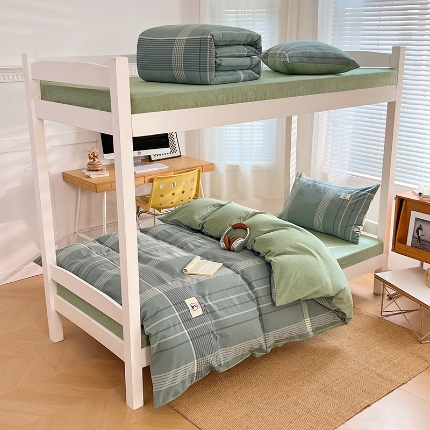 91家纺网 家纺一手货源 找家纺 （总）2025新款色织水洗棉全棉学生三件套组合套装大学生宿舍六件套床品套件