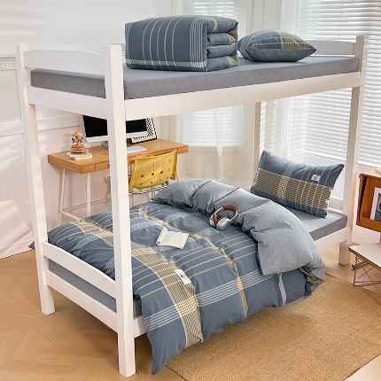 91家纺网 家纺一手货源 找家纺 （总）2025新款色织水洗棉全棉学生三件套组合套装大学生宿舍六件套床品套件