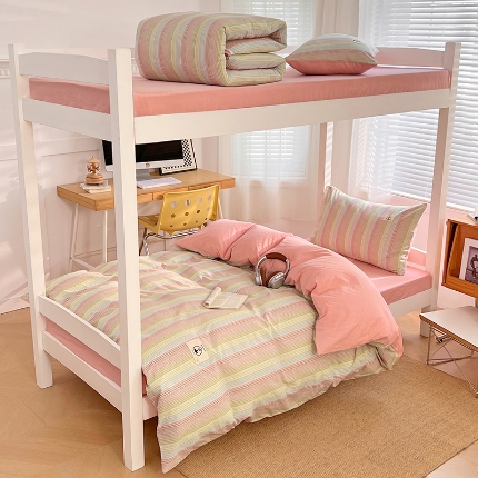 91家纺网 家纺一手货源 找家纺 （总）2025新款色织水洗棉全棉学生三件套组合套装大学生宿舍六件套床品套件