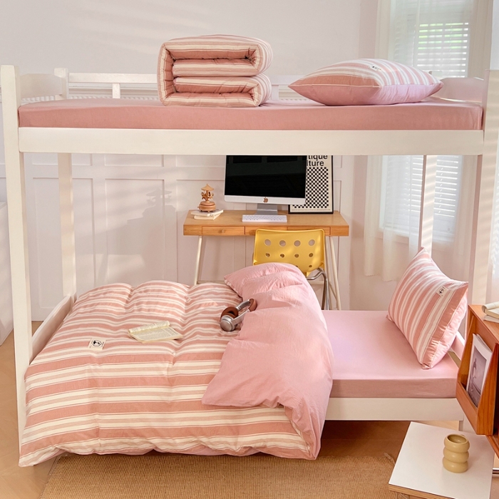 91家纺网 家纺一手货源 找家纺 （总）2025新款色织水洗棉全棉学生三件套组合套装大学生宿舍六件套床品套件