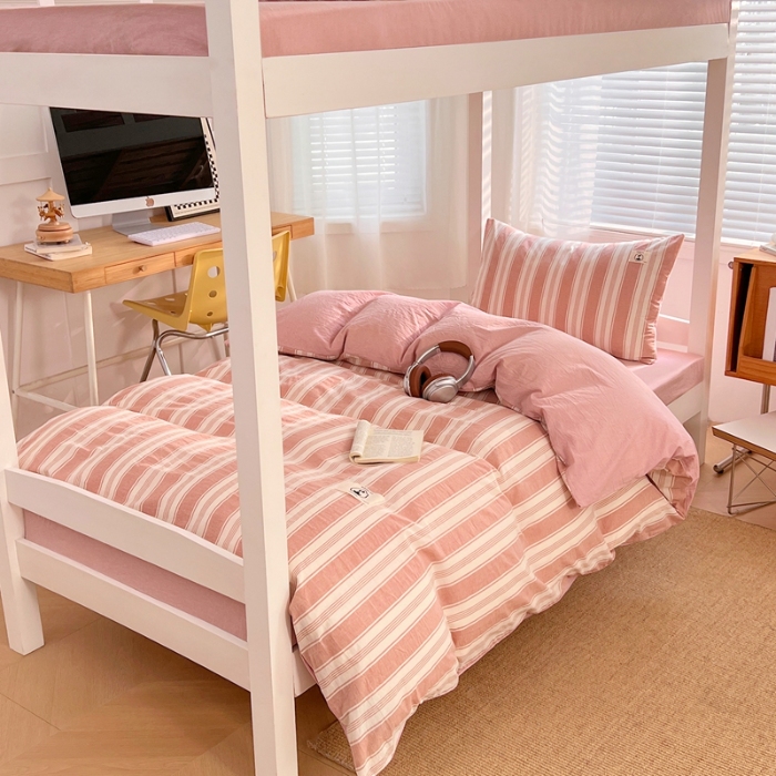 91家纺网 家纺一手货源 找家纺 （总）2025新款色织水洗棉全棉学生三件套组合套装大学生宿舍六件套床品套件