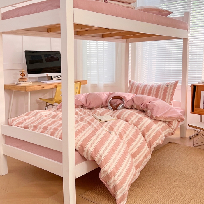 91家纺网 家纺一手货源 找家纺 （总）2025新款色织水洗棉全棉学生三件套组合套装大学生宿舍六件套床品套件