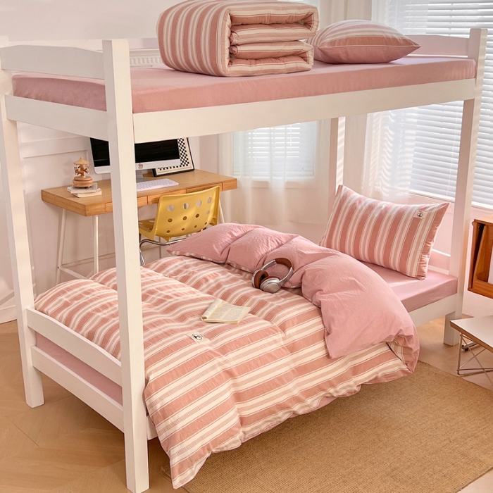 91家纺网 家纺一手货源 找家纺 （总）2025新款色织水洗棉全棉学生三件套组合套装大学生宿舍六件套床品套件