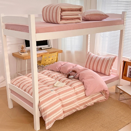 （总）2025新款色织水洗棉全棉学生三件套组合套装大学生宿舍六件套床品套件