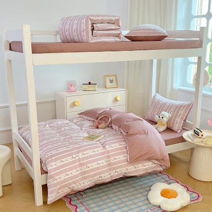 91家纺网 家纺一手货源 找家纺 （总）2025新款学生季13070全棉学生三件套六件套宿舍上下铺被芯被褥枕套组合套装