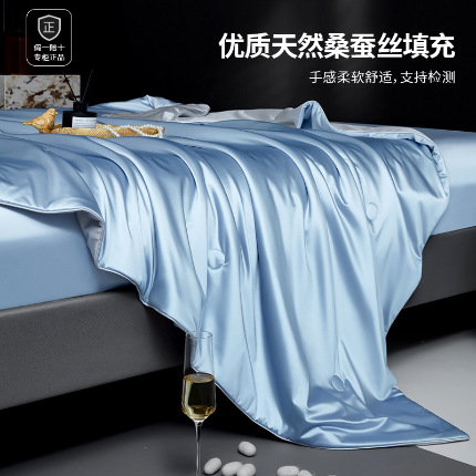 91家纺网 家纺一手货源 找家纺 （总）2025年新款蚕丝被纯色简约丝光绸可水洗桑蚕丝夏被被子被芯 桑蚕丝夏被