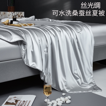 91家纺网 家纺一手货源 找家纺 （总）2025年新款蚕丝被纯色简约丝光绸可水洗桑蚕丝夏被被子被芯 桑蚕丝夏被