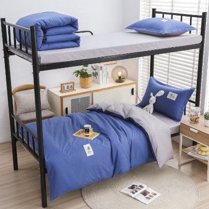 91家纺网 家纺一手货源 找家纺 （总）乐旗 2023新款13372全棉三件套纯色纯棉宿舍六件套全套装,深灰+浅灰,湖蓝+灰,月光蓝+卡其,淡雅绿+灰,白+灰,粉+灰,粉玉+卡其,抹茶绿+灰,牛仔蓝+灰,深灰+卡其,童话篮+卡其