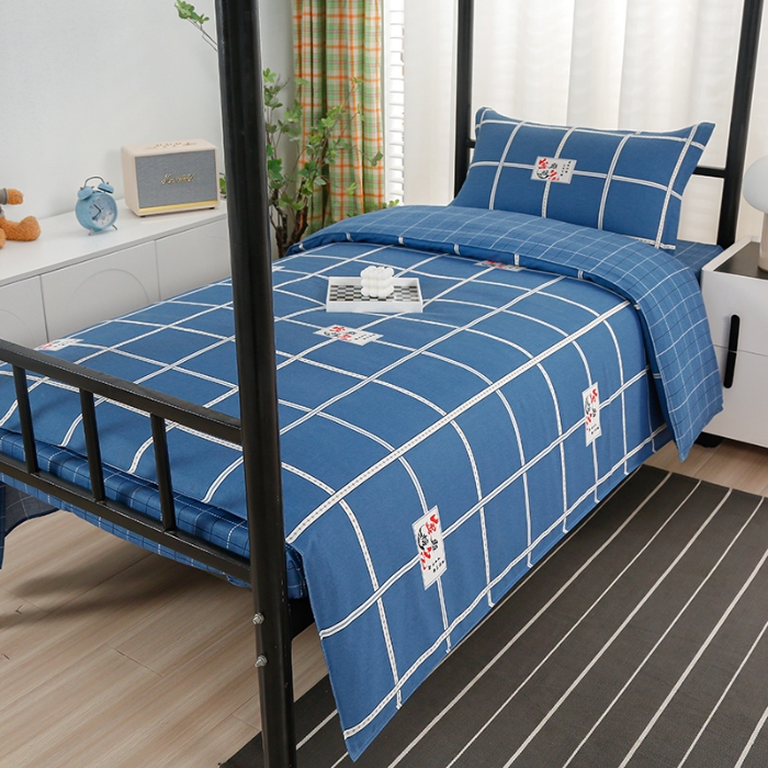 91家纺网 家纺一手货源 找家纺 （总）乐旗家纺 2025新款A类AB版全棉环保印花学生上下铺宿舍三件套六件套