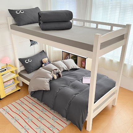 91家纺网 家纺一手货源 找家纺 （总）2025新款大眼睛毛巾绣纯色双拼水洗棉学生六件套多巴胺条纹大学生宿舍上下铺组合套装