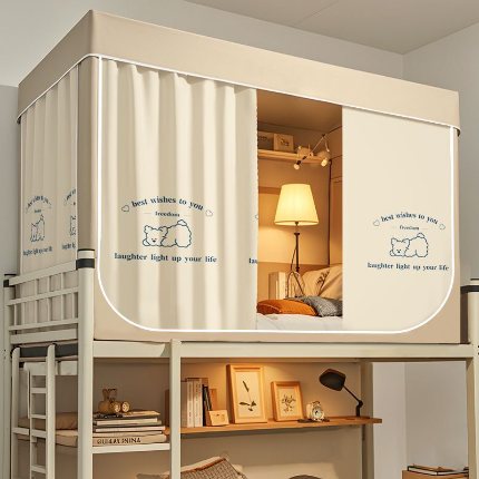 91家纺网 家纺一手货源 找家纺 （总）宿舍遮光床帘上下铺床防蚊一体式防尘顶布单人床床幔私遮挡帘