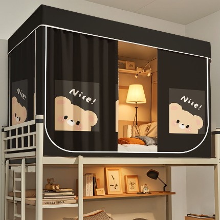 91家纺网 家纺一手货源 找家纺 （总）宿舍遮光床帘上下铺床防蚊一体式防尘顶布单人床床幔私遮挡帘