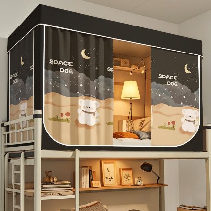 91家纺网 家纺一手货源 找家纺 （总）宿舍遮光床帘上下铺床防蚊一体式防尘顶布单人床床幔私遮挡帘