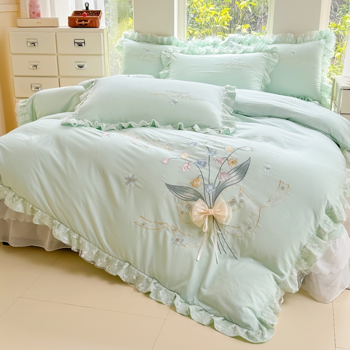 91家纺网 家纺一手货源 找家纺 （总）2025云朵棉多功能印花全夹棉床裙四件套 加棉被套空调被蕾丝花边床裙三件套夏凉被四季通用全夹棉套件