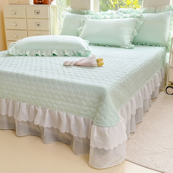 91家纺网 家纺一手货源 找家纺 （总）2025云朵棉多功能印花全夹棉床裙四件套 加棉被套空调被蕾丝花边床裙三件套夏凉被四季通用全夹棉套件