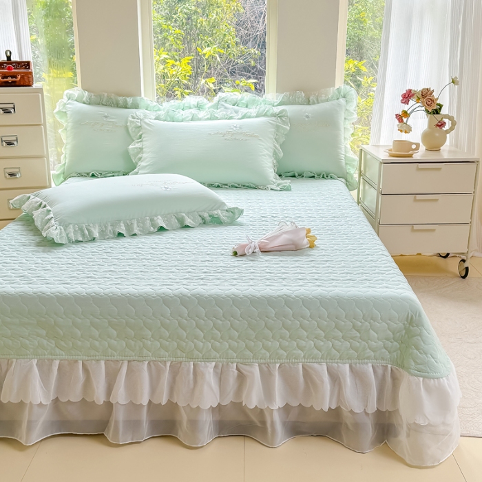 91家纺网 家纺一手货源 找家纺 （总）2025云朵棉多功能印花全夹棉床裙四件套 加棉被套空调被蕾丝花边床裙三件套夏凉被四季通用全夹棉套件