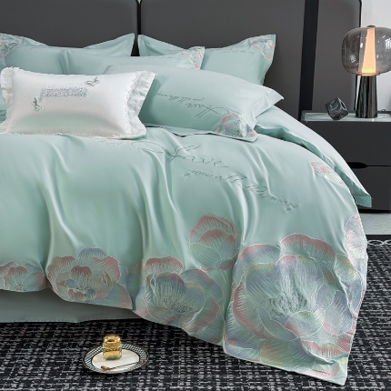 91家纺网 家纺一手货源 找家纺 （总）2025新款亲肤棉刺绣简约四件套