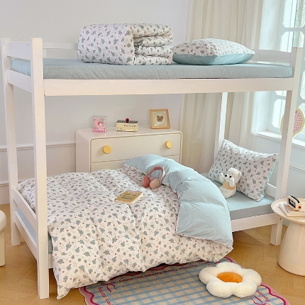 91家纺网 家纺一手货源 找家纺 2025新款13070全棉纯棉学生六件套加厚斜纹软糯舒适大学生寝室组合套装