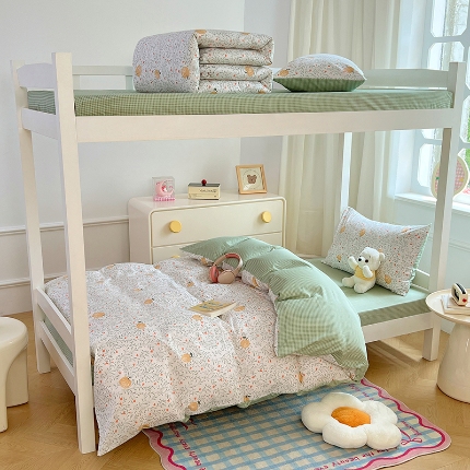 91家纺网 家纺一手货源 找家纺 2025新款13070全棉纯棉学生六件套加厚斜纹软糯舒适大学生寝室组合套装