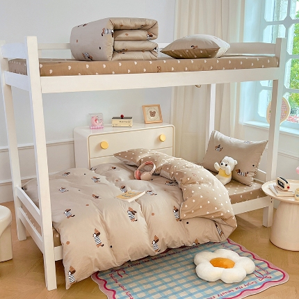 91家纺网 家纺一手货源 找家纺 2025新款13070全棉纯棉学生六件套加厚斜纹软糯舒适大学生寝室组合套装