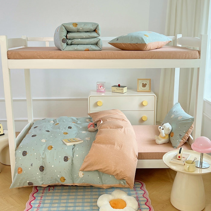 91家纺网 家纺一手货源 找家纺 2025新款13070全棉纯棉学生六件套加厚斜纹软糯舒适大学生寝室组合套装