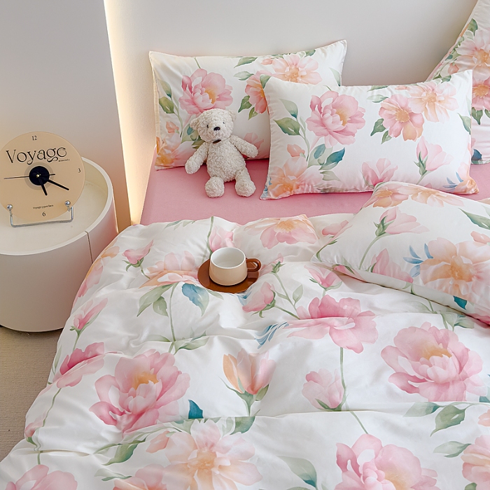 91家纺网 家纺一手货源 找家纺 （总）【苏东来】2025年小清新纯棉印花四件套少女风甜美13372小碎花印花全棉四件套套件ins多巴胺田园风纯棉四件套被套床单枕套