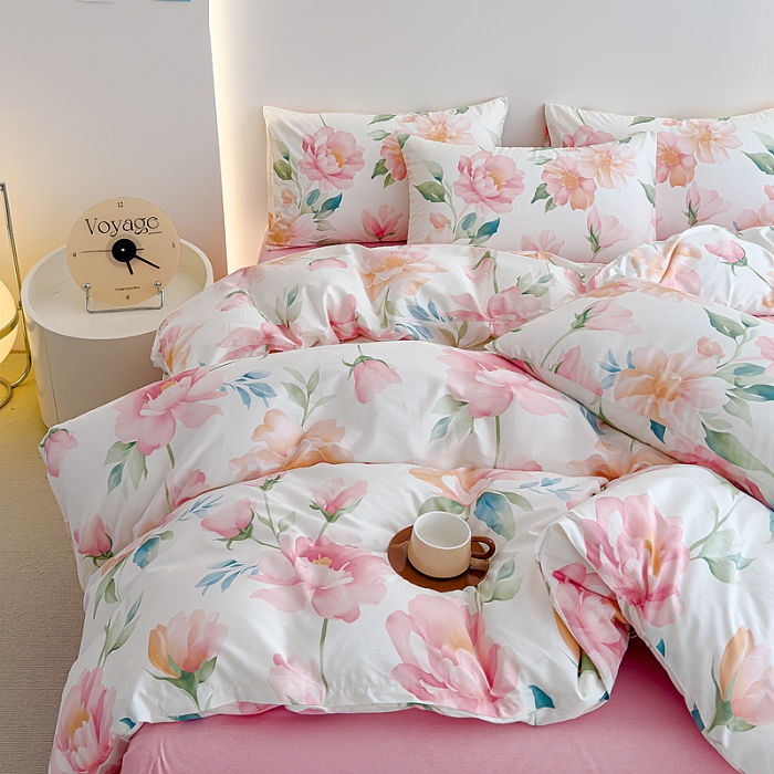 91家纺网 家纺一手货源 找家纺 （总）【苏东来】2025年小清新纯棉印花四件套少女风甜美13372小碎花印花全棉四件套套件ins多巴胺田园风纯棉四件套被套床单枕套