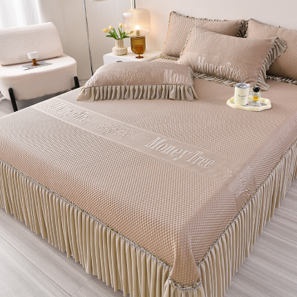 91家纺网 家纺一手货源 找家纺 （总）诺梵家纺 2025新款 pe 乙纶立体提花凉豆豆席凉席床裙款【控价1.5米119 ；1.8米129；2.0米139】