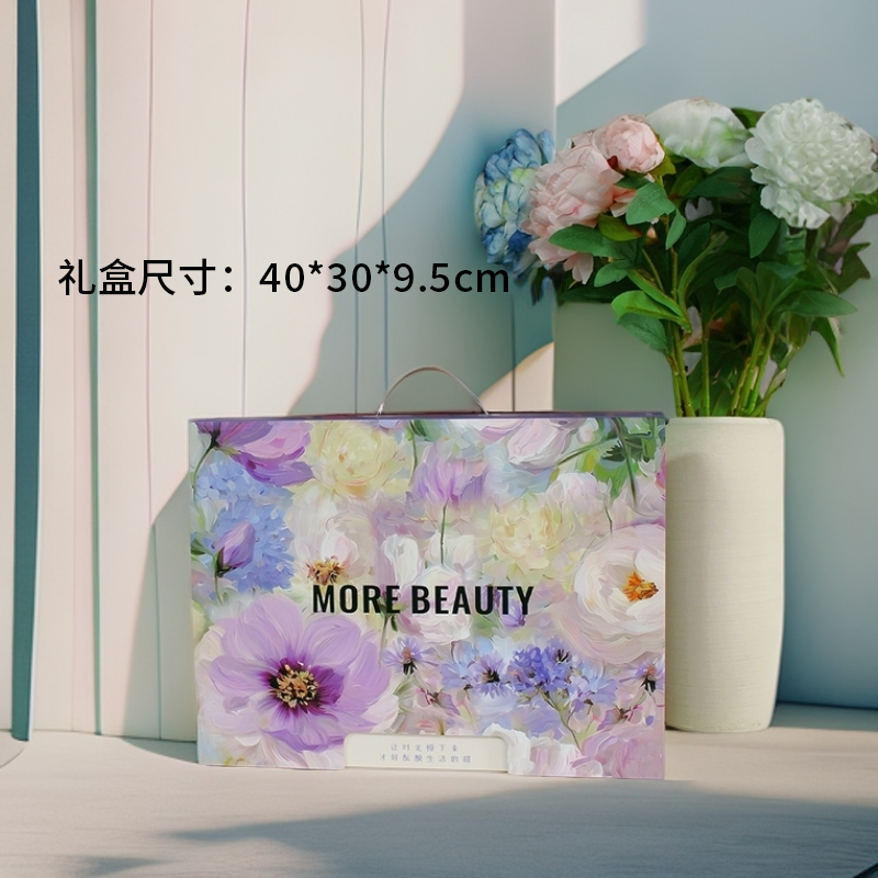 91家纺网 家纺一手货源 找家纺 （总）金象印务（森翔包装）紫色花卉套件礼盒