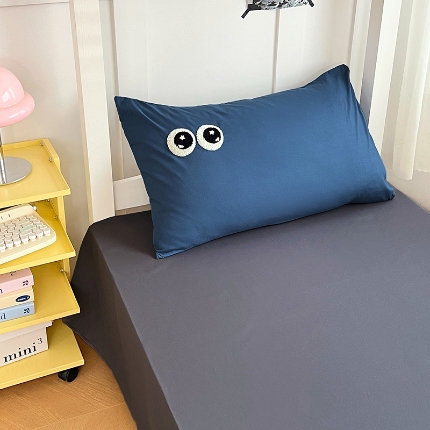 91家纺网 家纺一手货源 找家纺 （总）2025新款大眼睛毛巾绣纯色双拼水洗棉单品单枕套家用学生宿舍单件