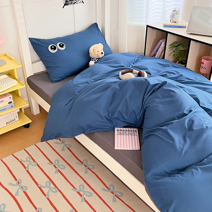 91家纺网 家纺一手货源 找家纺 （总）2025新款大眼睛毛巾绣纯色双拼水洗棉单品单枕套家用学生宿舍单件