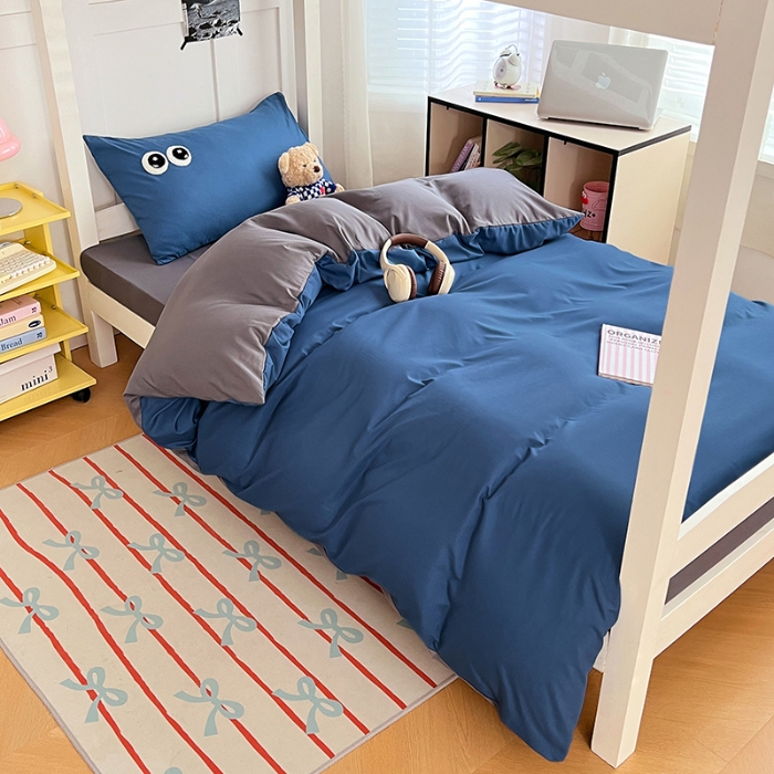 91家纺网 家纺一手货源 找家纺 （总）2025新款大眼睛毛巾绣纯色双拼水洗棉单品单枕套家用学生宿舍单件