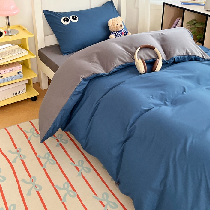 91家纺网 家纺一手货源 找家纺 （总）2025新款大眼睛毛巾绣纯色双拼水洗棉单品单枕套家用学生宿舍单件