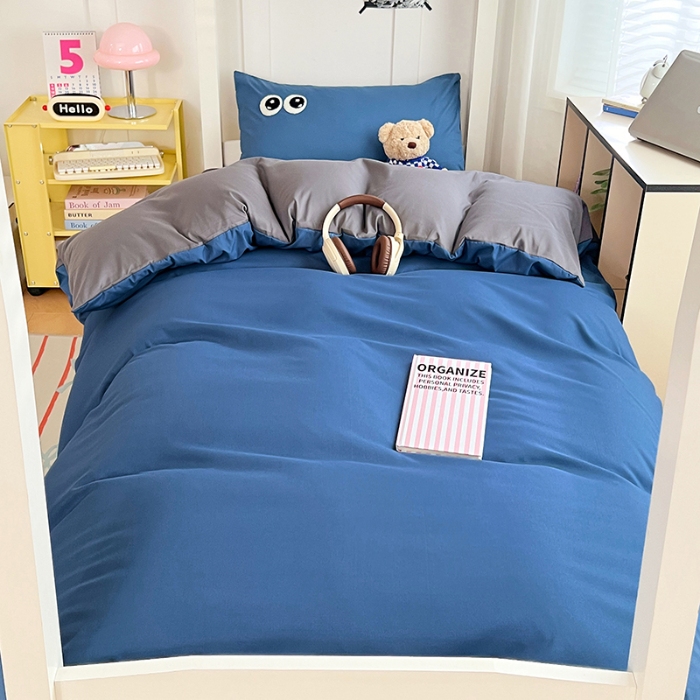 91家纺网 家纺一手货源 找家纺 （总）2025新款大眼睛毛巾绣纯色双拼水洗棉单品单枕套家用学生宿舍单件