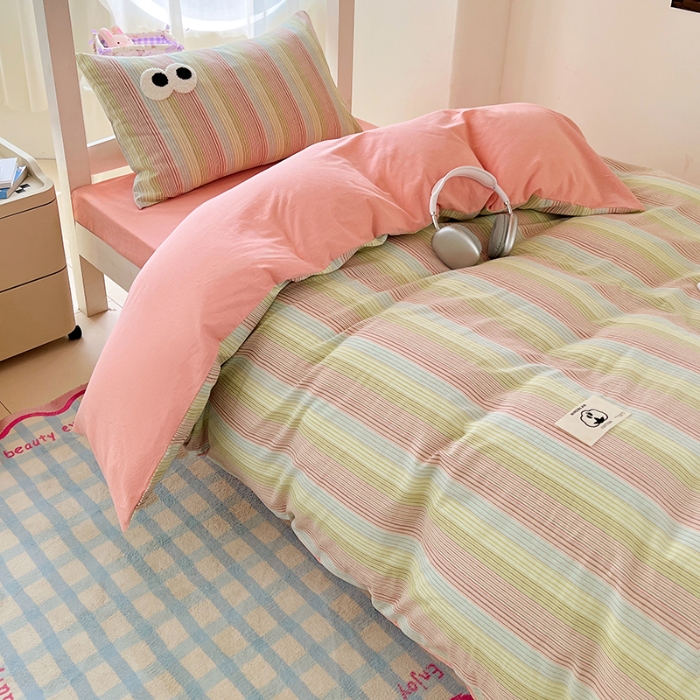 91家纺网 家纺一手货源 找家纺 （总）2025新款大眼睛毛巾绣色织全棉水洗棉四件套软糯亲肤单品单枕套四季通用