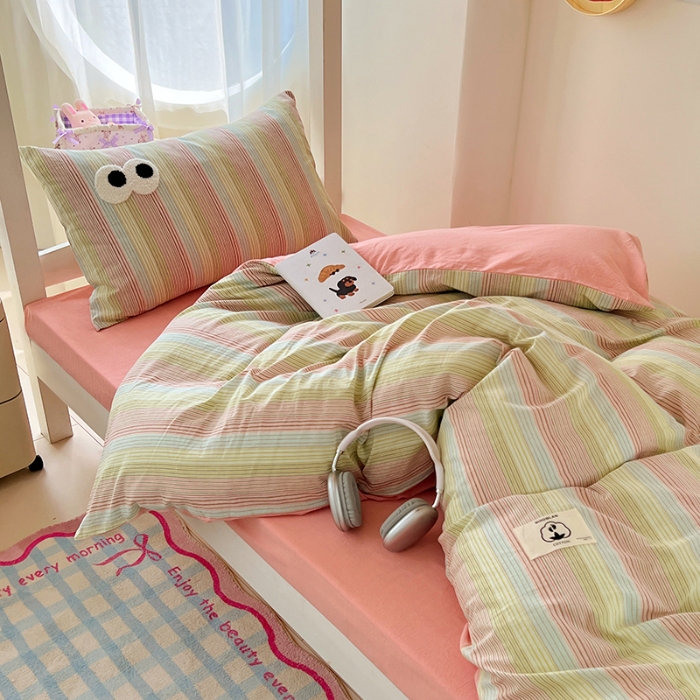 91家纺网 家纺一手货源 找家纺 （总）2025新款大眼睛毛巾绣色织全棉水洗棉四件套软糯亲肤单品单枕套四季通用