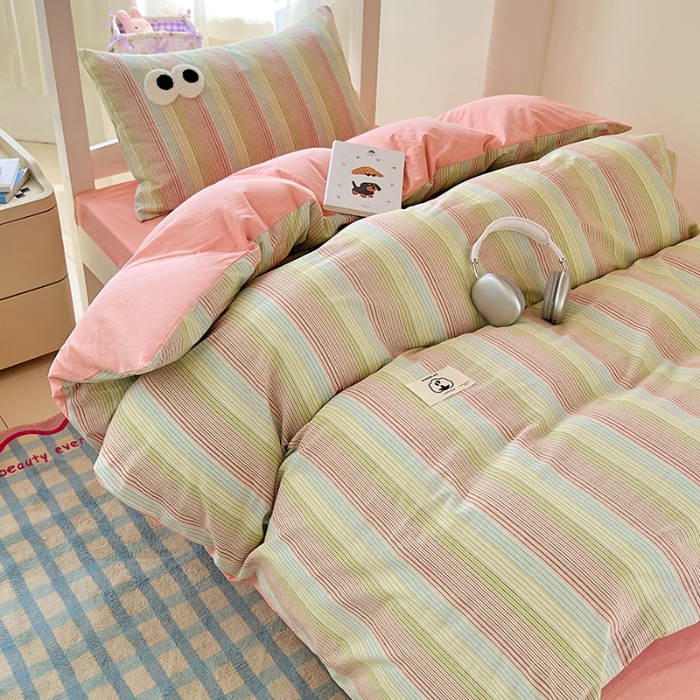 91家纺网 家纺一手货源 找家纺 （总）2025新款大眼睛毛巾绣色织全棉水洗棉四件套软糯亲肤单品单枕套四季通用