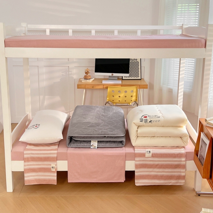 91家纺网 家纺一手货源 找家纺 （总）2025新款色织水洗棉全棉学生三件套组合套装大学生宿舍六件套床品套件