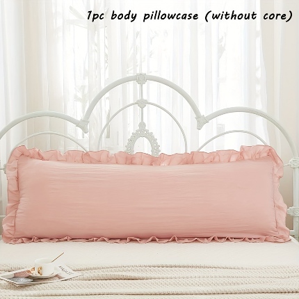 （总）跨境专供 化纤磨毛纯色荷叶边枕套长枕单枕套51*137 