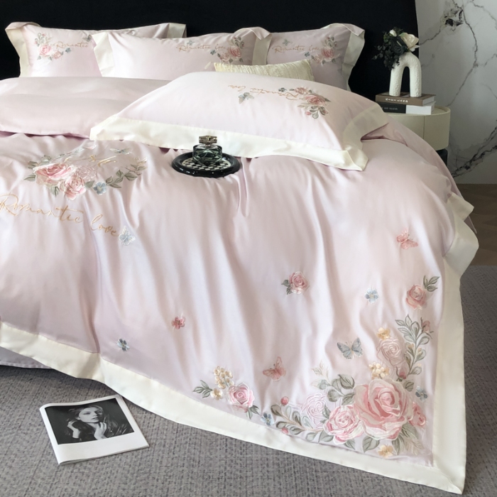 91家纺网 家纺一手货源 找家纺 （总）春夏新品高级感50*50S贡缎长绒棉刺绣四件套纯棉床单全棉床笠高档礼盒装量大价优