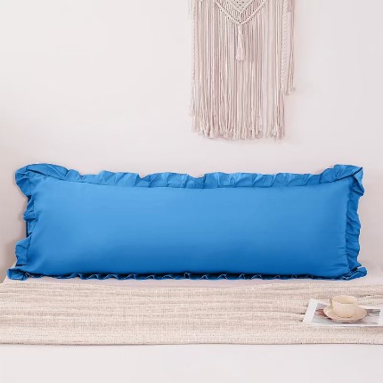 91家纺网 家纺一手货源 找家纺 （总）跨境专供 化纤磨毛纯色荷叶边枕套长枕单枕套51*137 